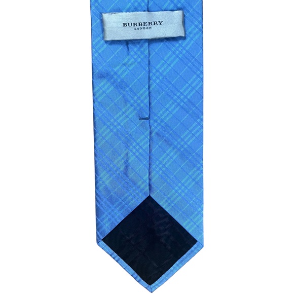 Burberry 100% Silk Tie Vintage Blue Jacquard.  Men’s.  Patterned Unique Rare - Picture 3 of 4